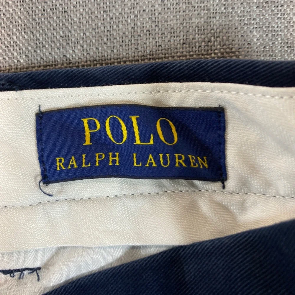 Polo Ralph Lauren Mens Navy Blue Chino Pants 34x32 Straight Leg Cotton Trousers
